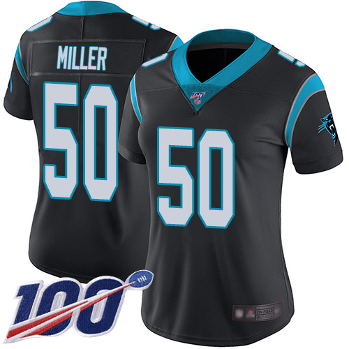Carolina Panthers Limited Black Women Christian Miller Home Jersey NFL Football 50 100th Season Vapor Untouchable